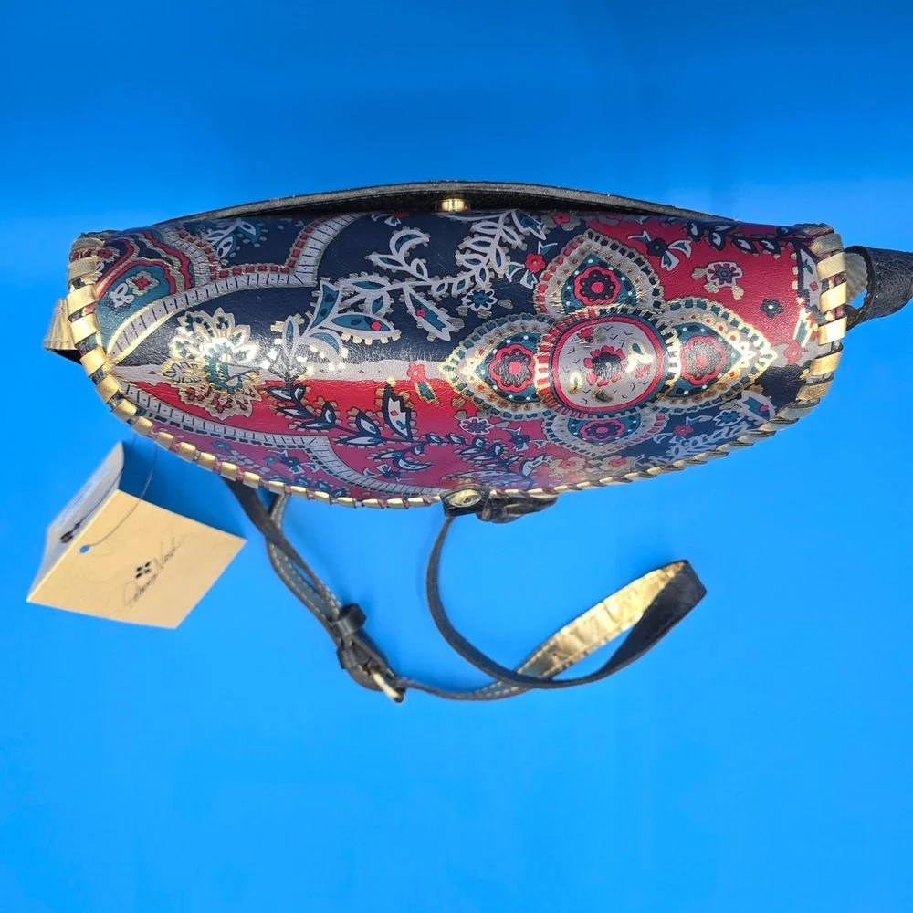 Patricia Nash Beaumont Provencal Escape Paisley Leather Crossbody‎ Bag Gold Foil
